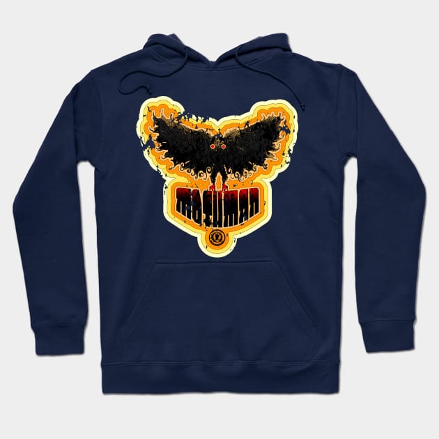 Mothman Vintage Retro Distressed 70's Art Funky Cool Hoodie by National Cryptid Society